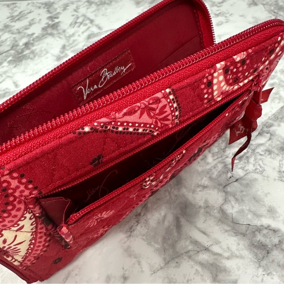 Vera Bradley Bundle Mesa Red Paisley Wallet Checkbook Cover Coin Pouch - Picture 5 of 7